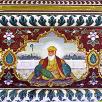 One of the few remnants of the historical frescoes left on the walls of the Baoli in Goindwal Sahib (Punjab), though still exposed to the elements - it depicts an early image of Guru Nanak.